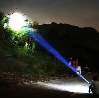 High Power White Laser LED Flashlight with Luminous Strips 3000 Meter Long-Range TYPE-C Rechargeable Zoomable Camping Lamp